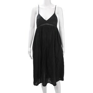 Ulla Johnson Women Slip Dress Black Cotton V Neck Sleeveless Size 2